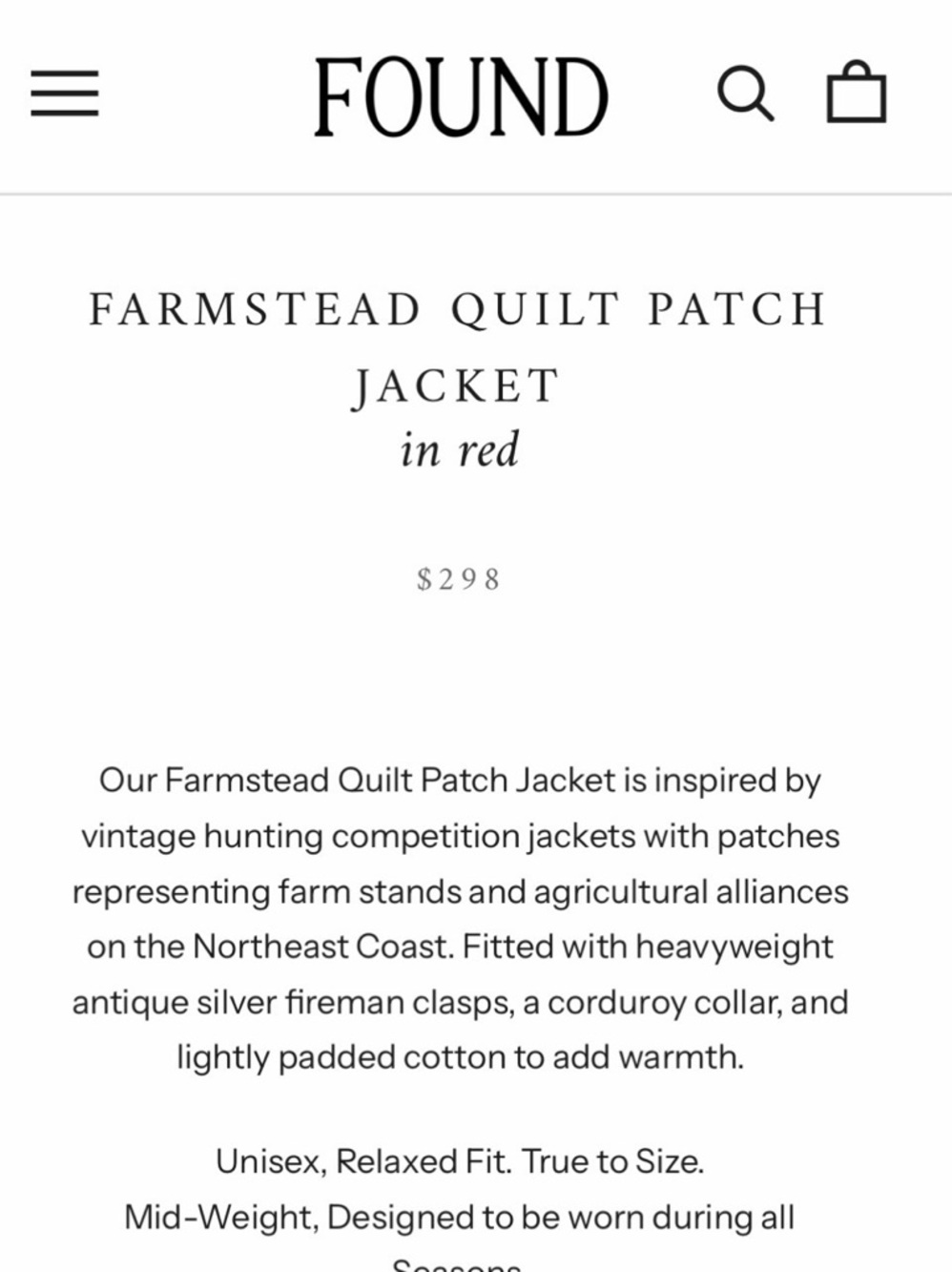 Quilted Patchwork Red Jacket with Corduroy Collar - Picture 8 of 9